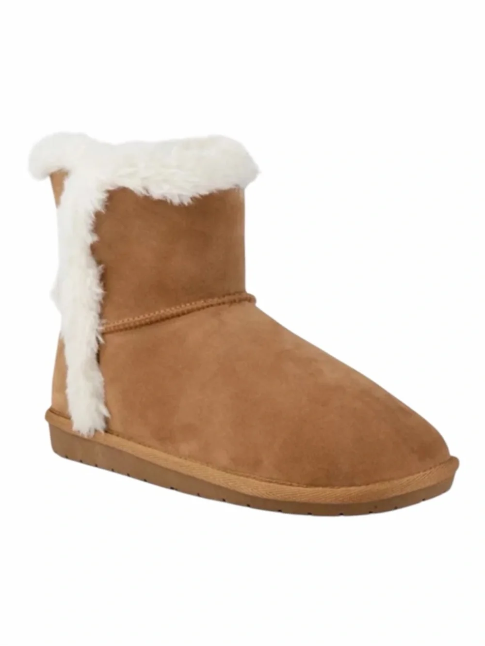 Sugar Poppy Cognac Faux Suede Ankle Boots